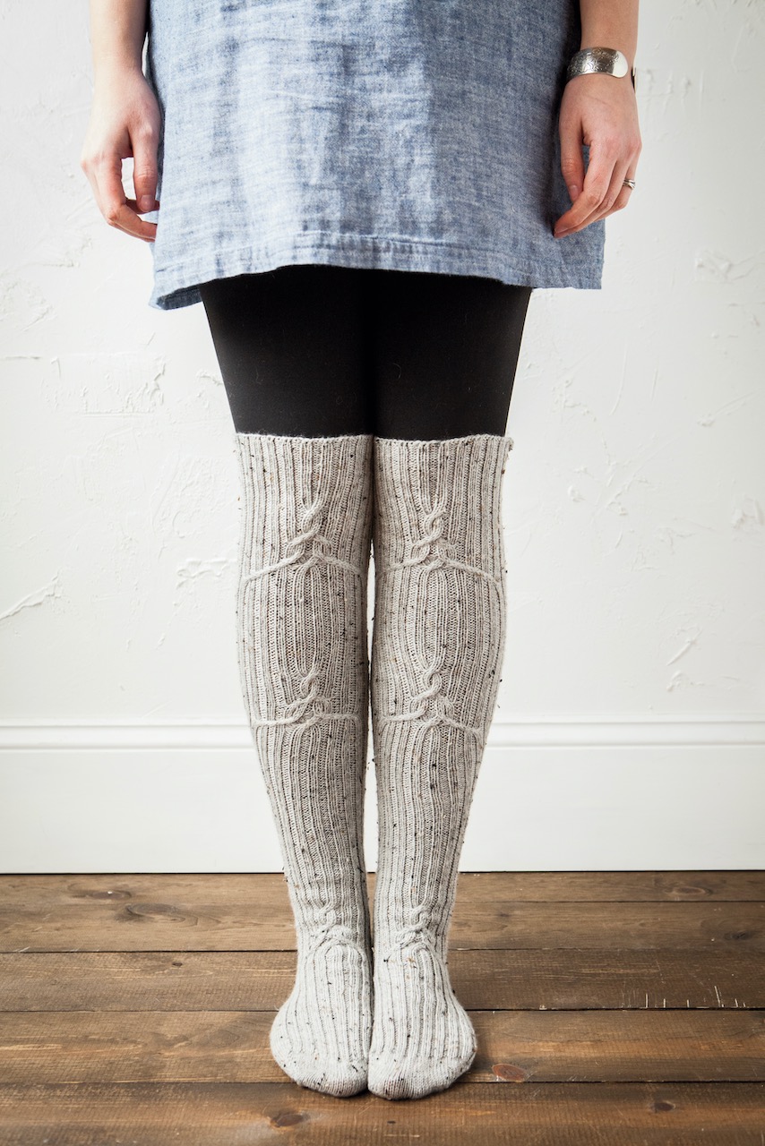 over the knee cabled socks